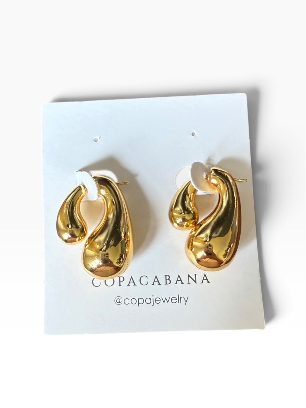 COPA Copacabana Jewelry Statement Drop Earrings 18K Gold Plated NWOT